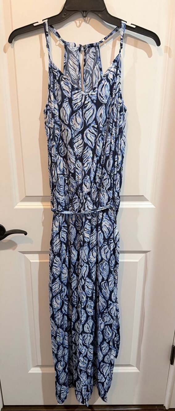 Lilly Pulitzer Women's Size S Blue Dusk Shell Print Sleeveless Jumpsuit